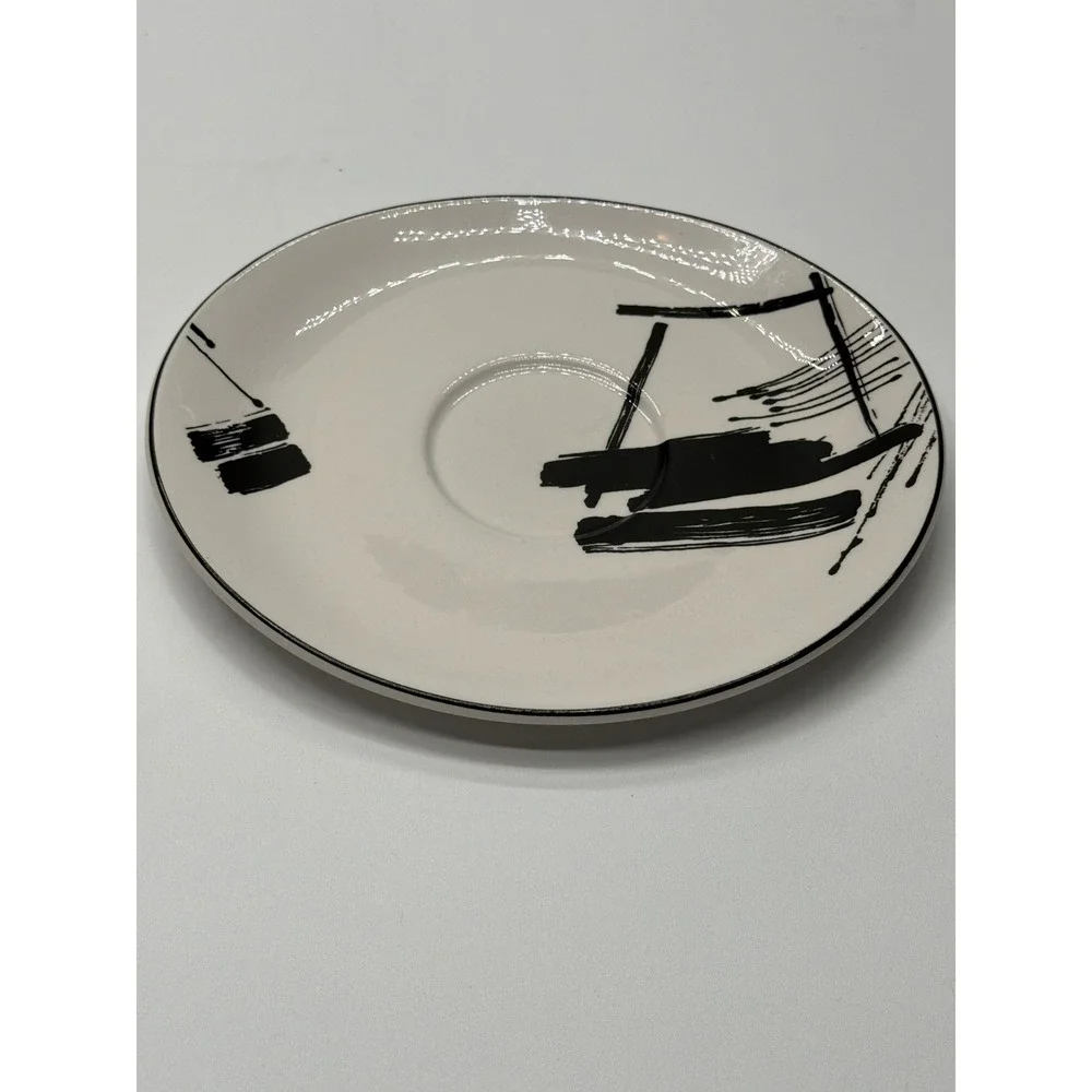 Sango Larry‎ Laslo Calligraphy Dinnerware Set 1986 Vintage Black White 12 Piece